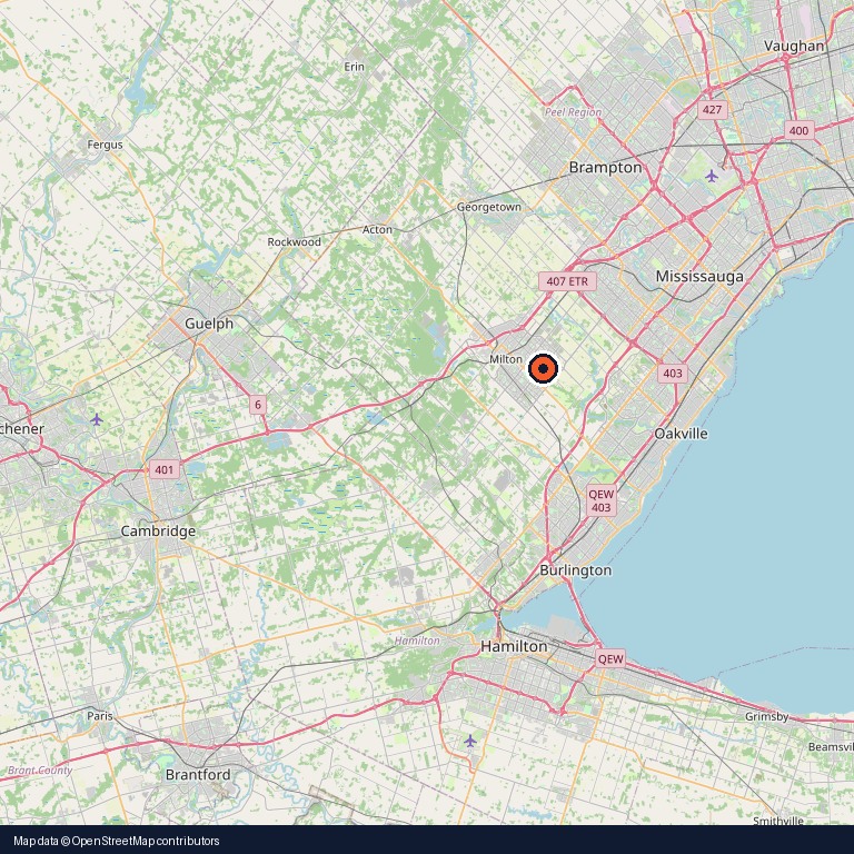 Map centered on Halton, Ontario, Canada